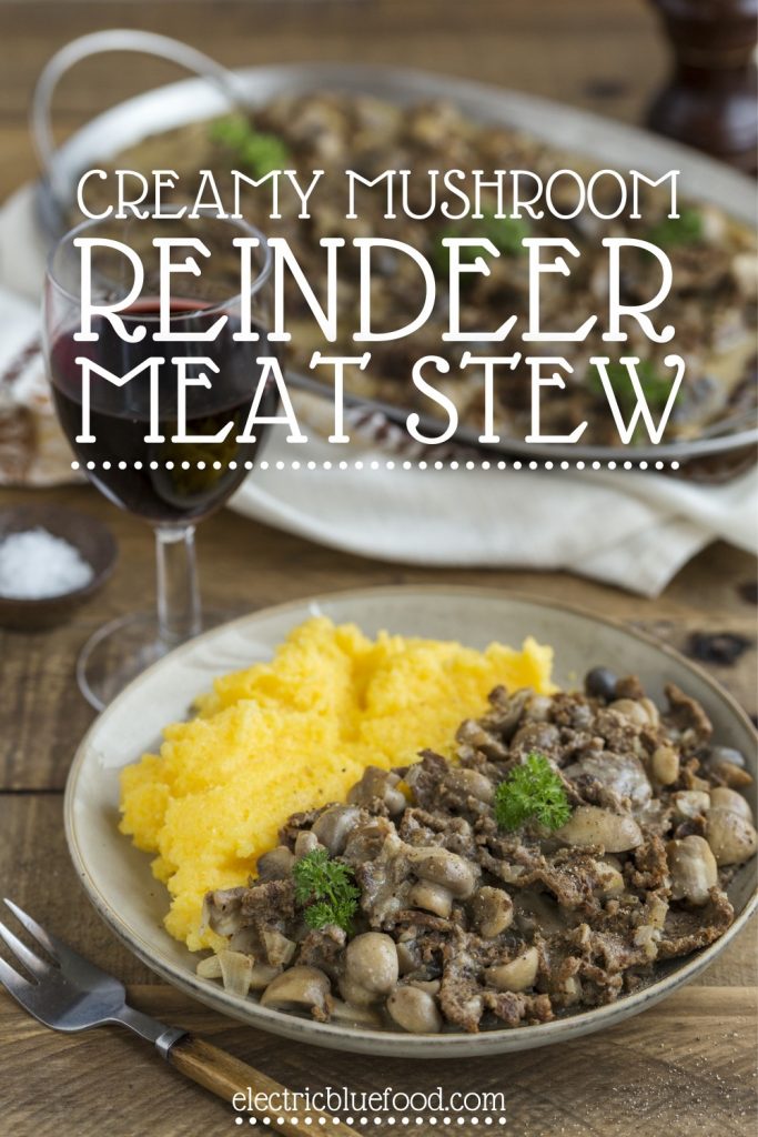 Reindeer stew with mushrooms in a creamy gravy. Renskav is a traditional Sami dish that has become popular all over Sweden. Thinly sliced reindeer meat is cooked from frozen together with mushrooms to make this delicious reindeer stew, perfect to serve on a winter day.