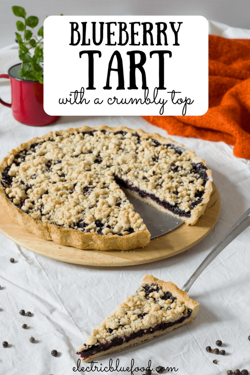 Blueberry tart with a crumbly top.