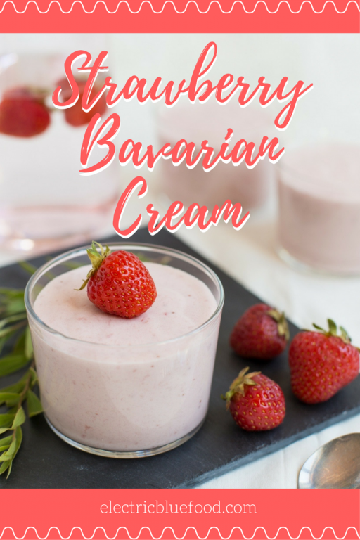 Strawberry Bavarian cream can be described as a very firm mousse. It is a combination of a light yolk custard with gelatin, whipped cream and strawberries.