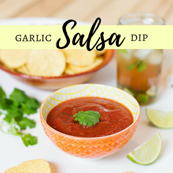 A blended salsa infused with garlic is the ultimate dip for your nacho chips.