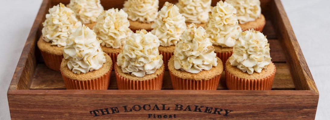 Walnut cupcakes with honey mascarpone frosting