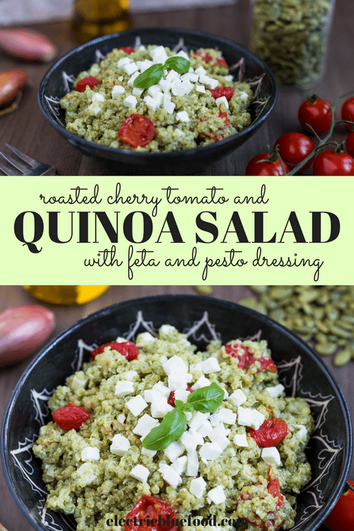 Quinoa salad with roasted cherry tomatoes, feta and pesto - Electric ...