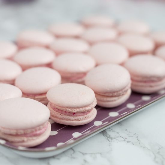 Rose macarons with rose preserve buttercream