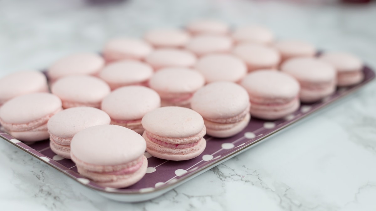 Rose macarons with rose preserve buttercream