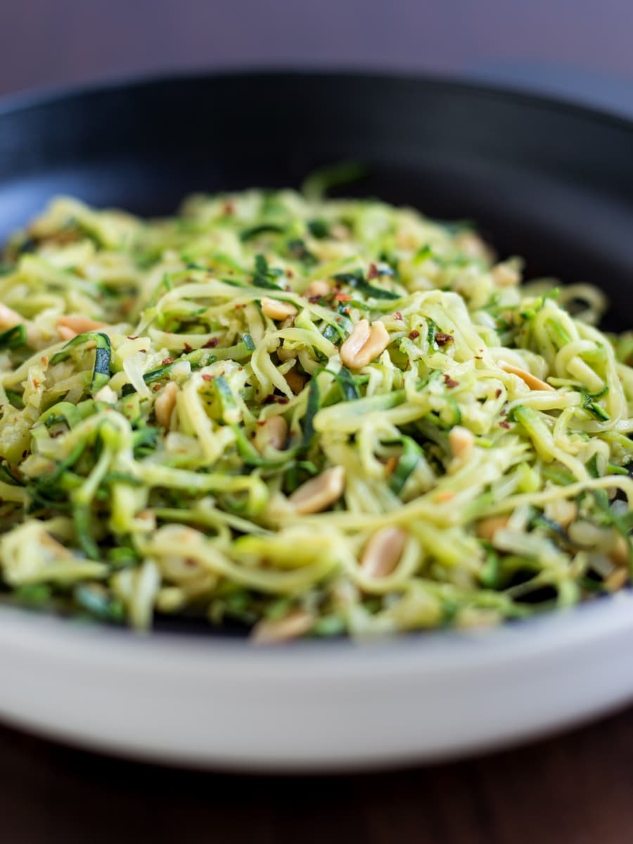 Zoodles: peanut chili zucchini noodles