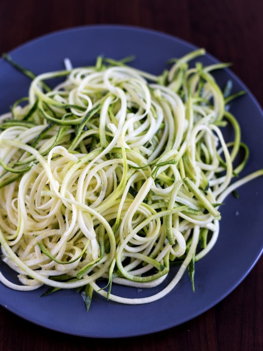 Zoodles: peanut chili zucchini noodles