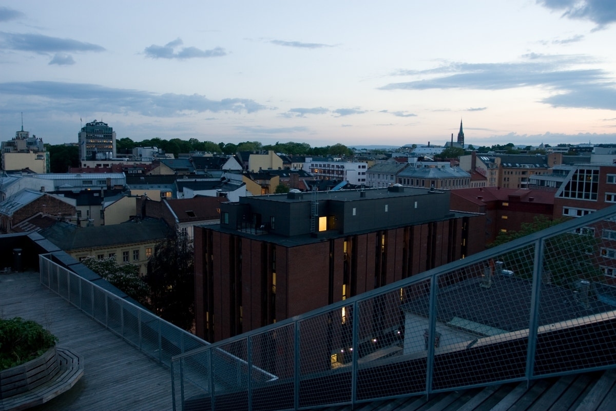 Oslo seen from a rooftop. Not a bad place to get standed.