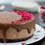 Dark chocolate cheesecake with raspberry filling