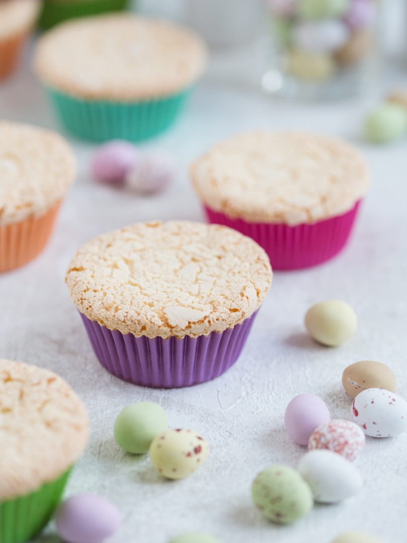 Bird's nest cupcakes on Portuguese sponge cake • Electric Blue Food ...