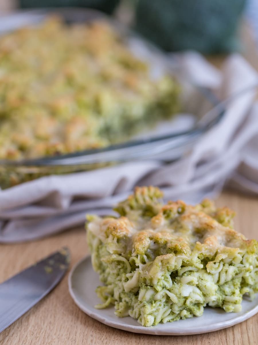 baked pasta casserole with broccoli