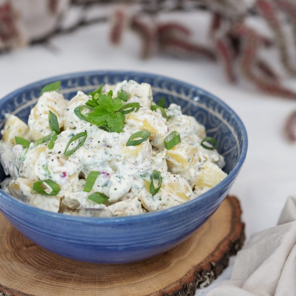 Spring onion potato salad with cilantro mayo • Electric Blue Food ...