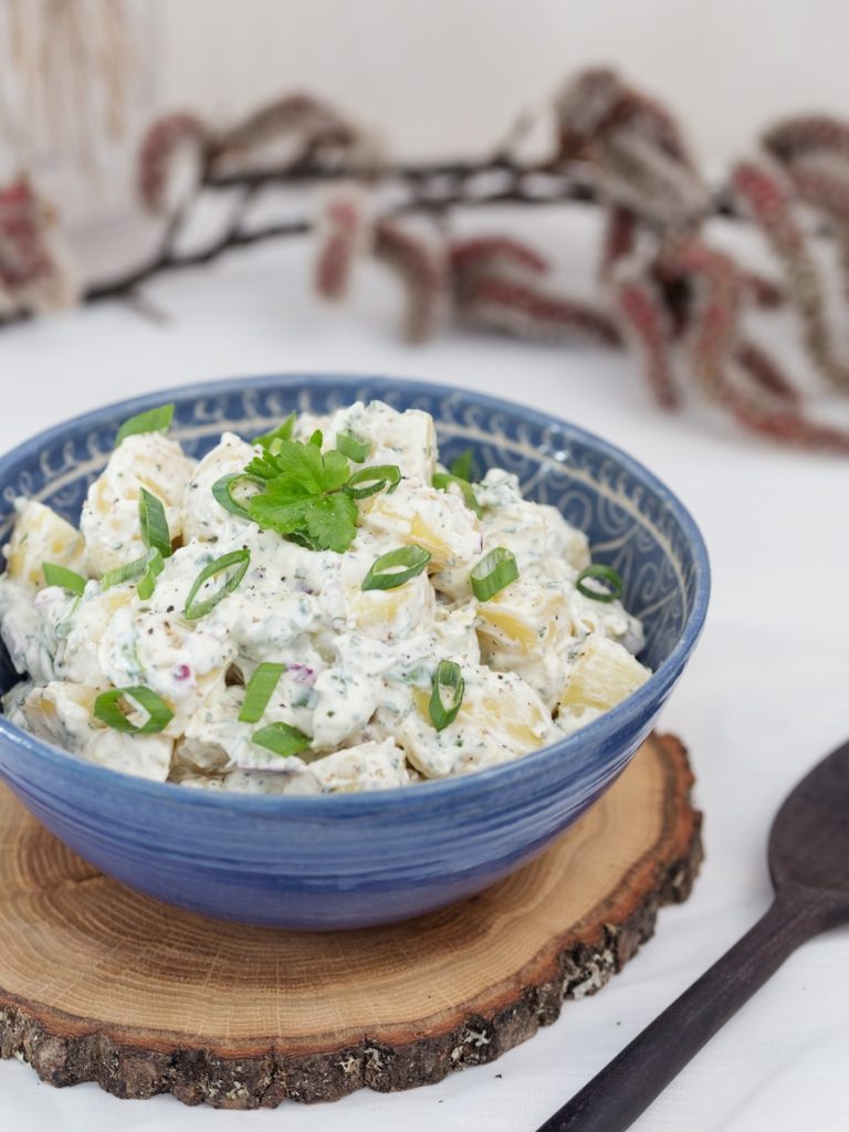 Spring onion potato salad with cilantro mayo • Electric Blue Food ...