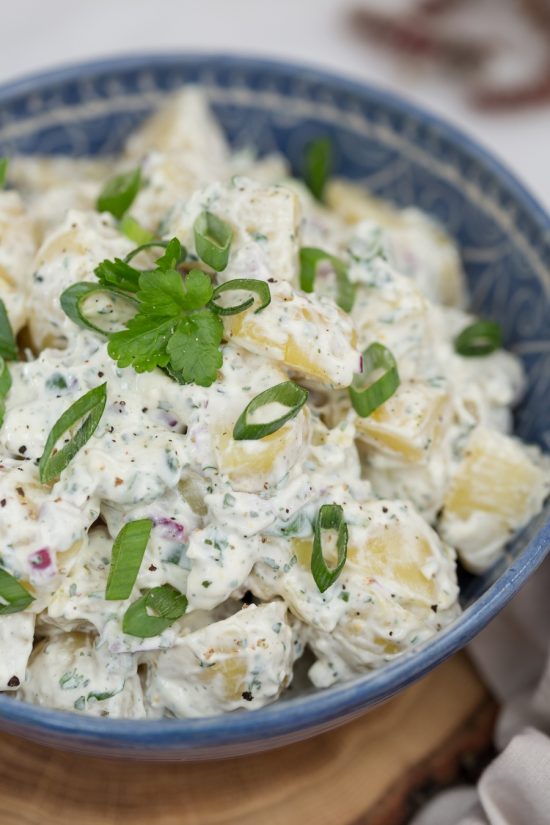 Spring onion potato salad with cilantro mayo • Electric Blue Food ...