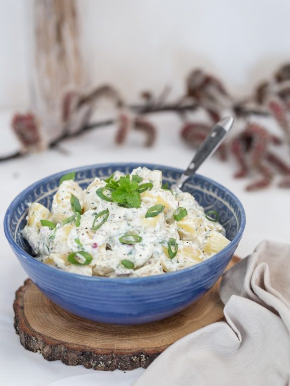 Spring onion potato salad with cilantro mayo • Electric Blue Food ...