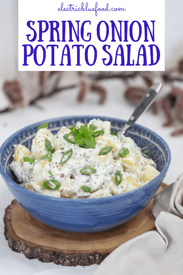 Spring onion potato salad with homemade cilantro mayo will be your new summertime favourite side dish.