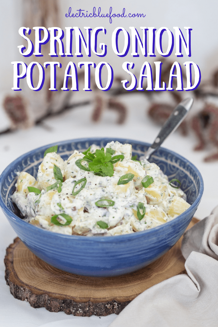 Spring onion potato salad with homemade cilantro mayo will be your new summertime favourite side dish.