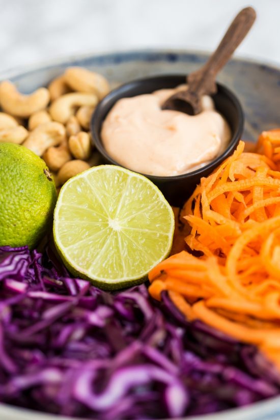 Thai red cabbage slaw with lime sriracha mayo • Electric Blue Food ...