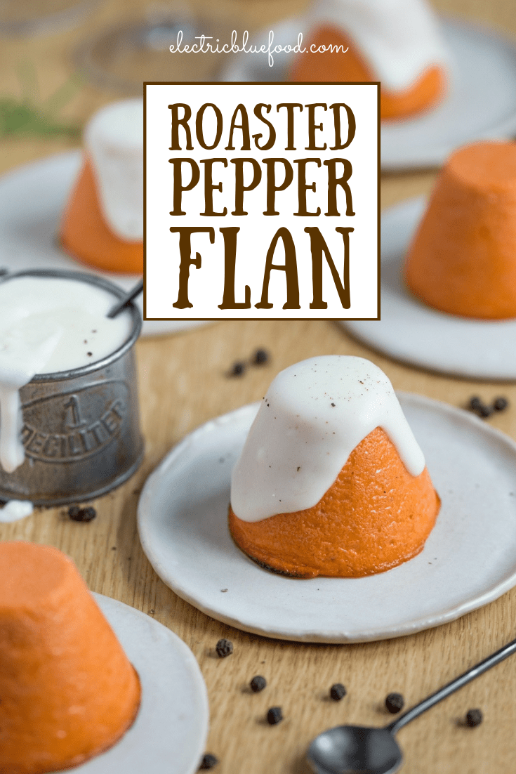 Roasted pepper flan with pecorino sauce • Electric Blue Food Kitchen