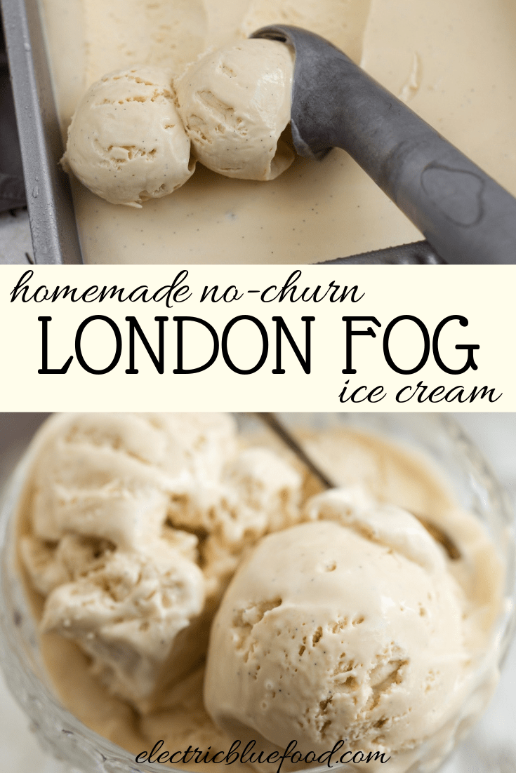 Homemade no churn London fog ice cream. Delicious homemade ice cream that requires no ice cream machine. Scented of Earl Grey tea and vanilla like the London fog hot beverage.