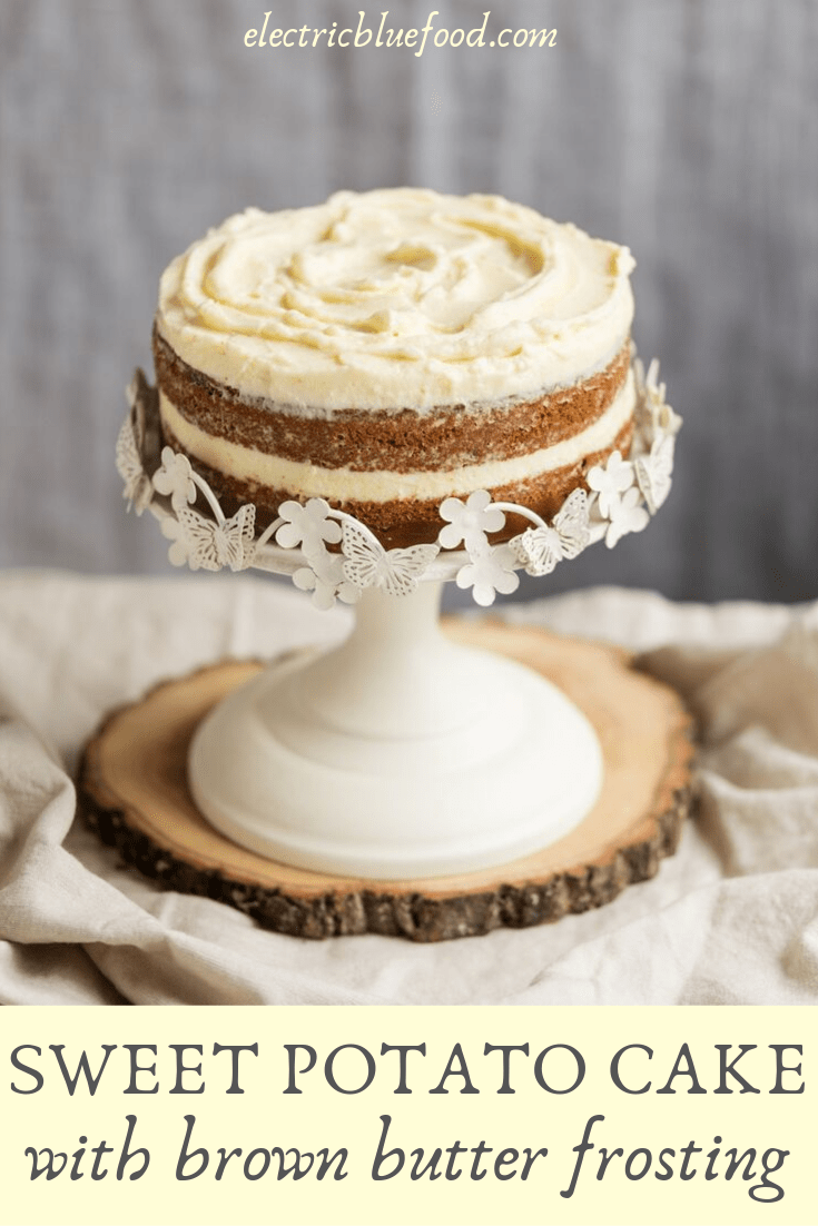 Sweet potato cake with brown butter frosting.