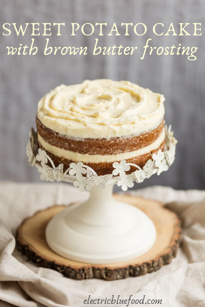 Sweet potato cake with brown butter frosting.