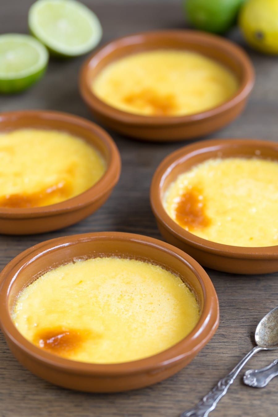 Lime crème brûlée freshly out of the oven.