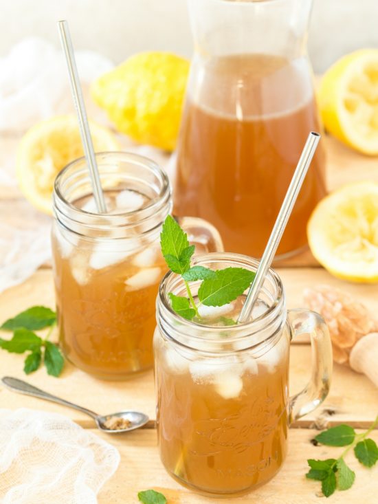 Brown lemonade made with light muscovado sugar and fresh lemon juice.
