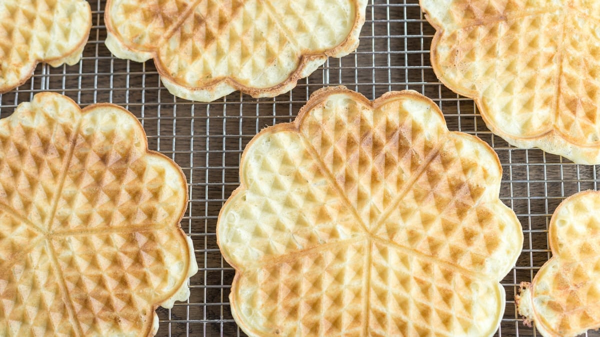 Flatlay image of Norwegian waffles.
