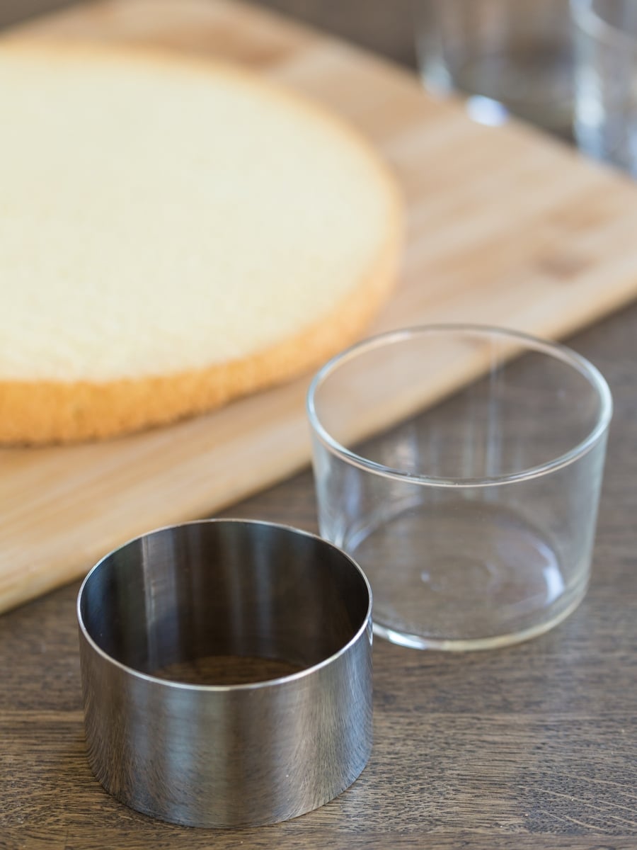 Pastry ring next to serving glass the same size.
