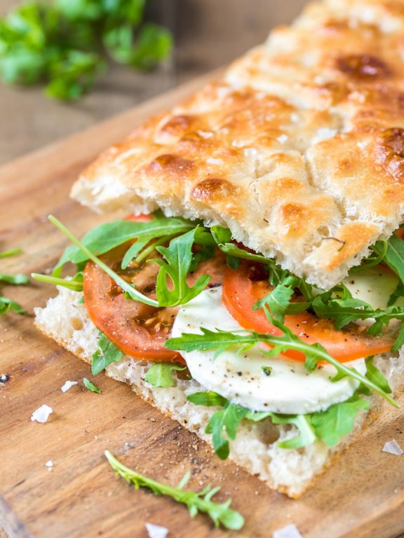 Caprese focaccia sandwich • Electric Blue Food - Kitchen stories from ...