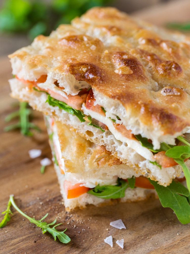 Caprese Focaccia Sandwich • Electric Blue Food - Kitchen Stories From ...