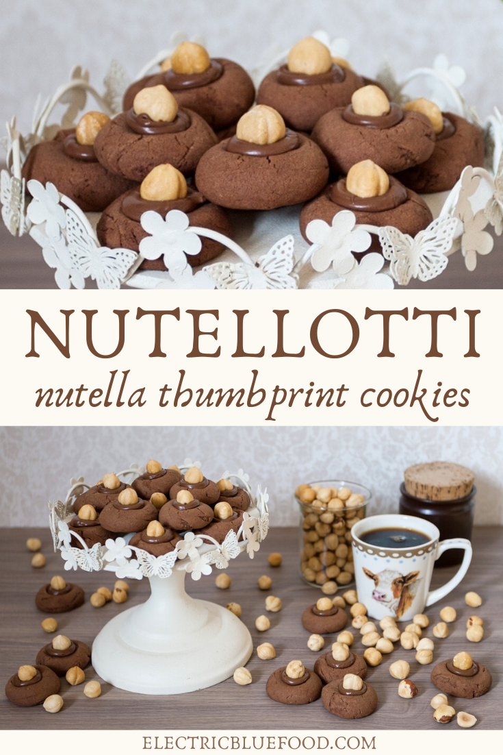 Nutellotti cookies: easy 3-ingredient nutella thumbprint cookies topped with a whole hazelnut.