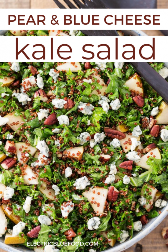 Pear and blue cheese kale salad • Electric Blue Food - Kitchen stories ...