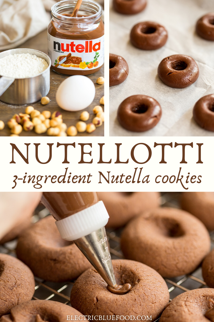 Nutellotti cookies: easy 3-ingredient nutella thumbprint cookies topped with a whole hazelnut.