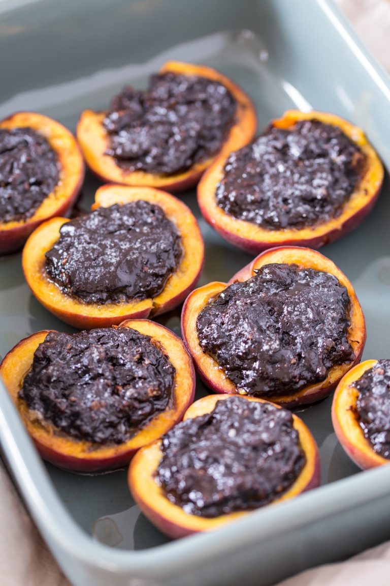 Baked amaretti stuffed peaches.