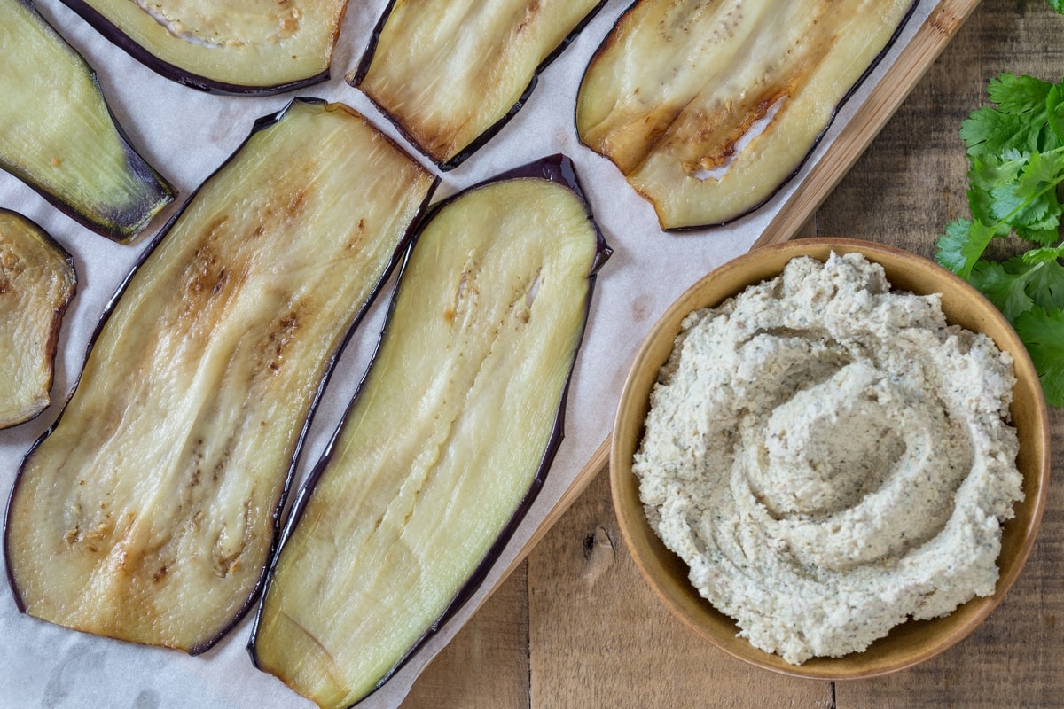 Friedn eggplants and walnut paste.
