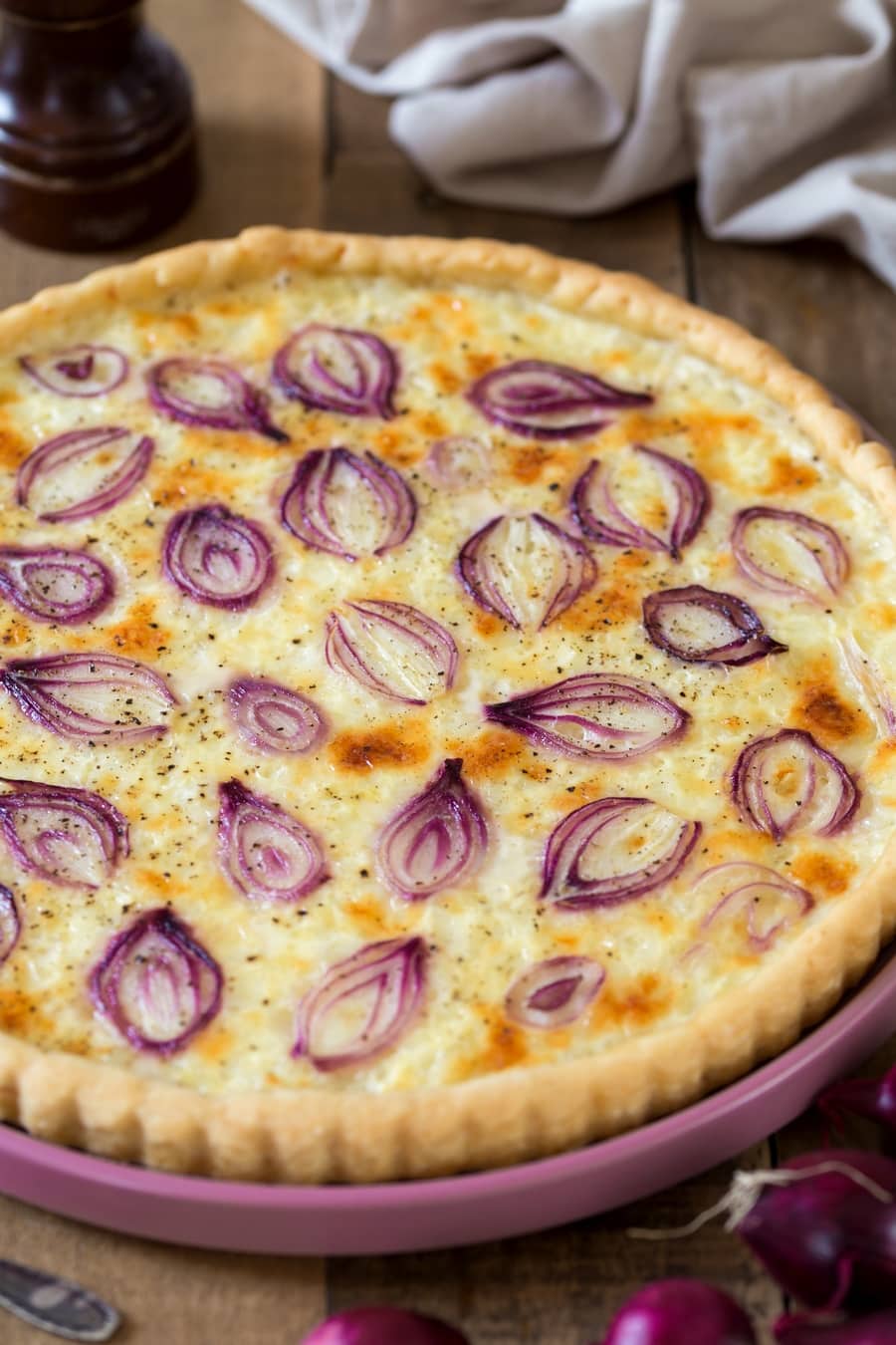 Pearl onion cottage cheese pie.