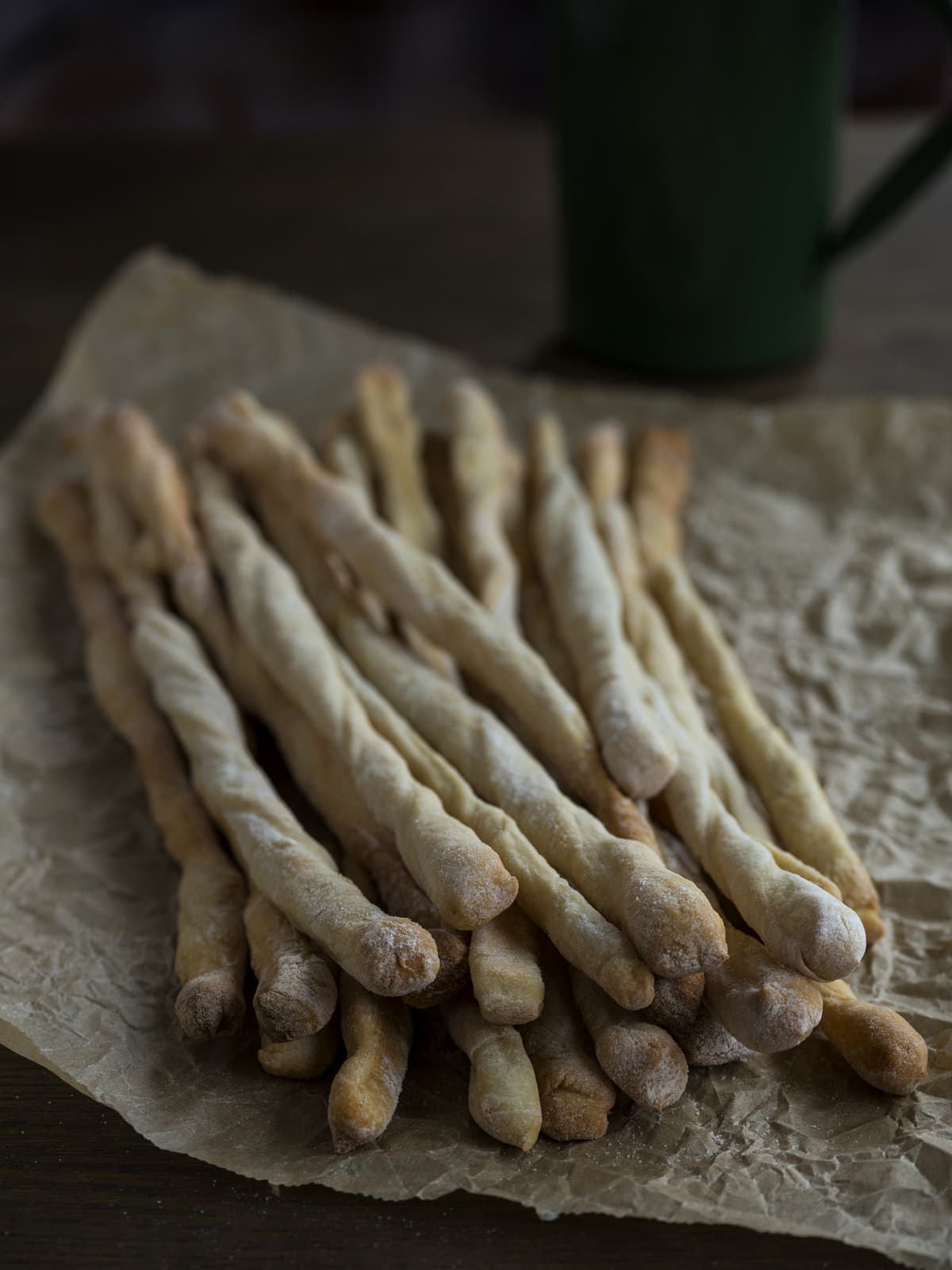 Traditional Italian lard breadsticks made with sourdough starter.
