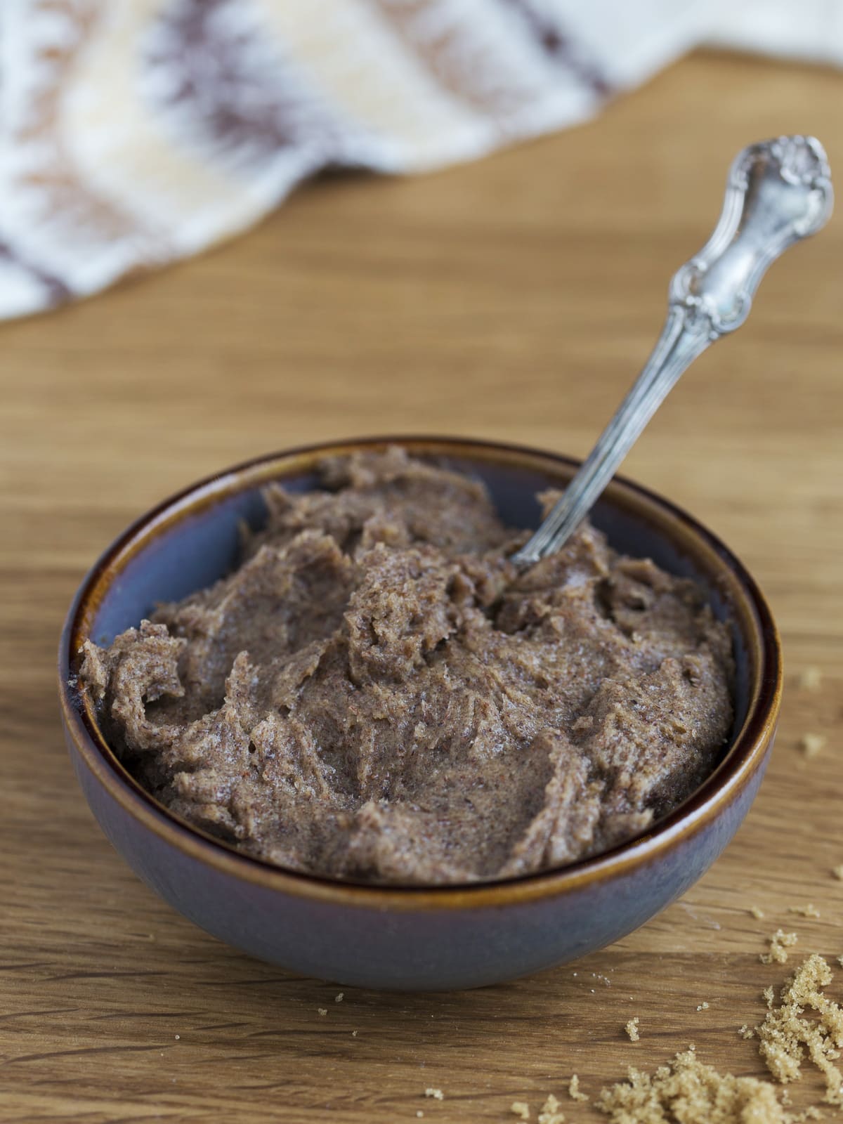 Bowl with butter sugar cinnamon mixture.