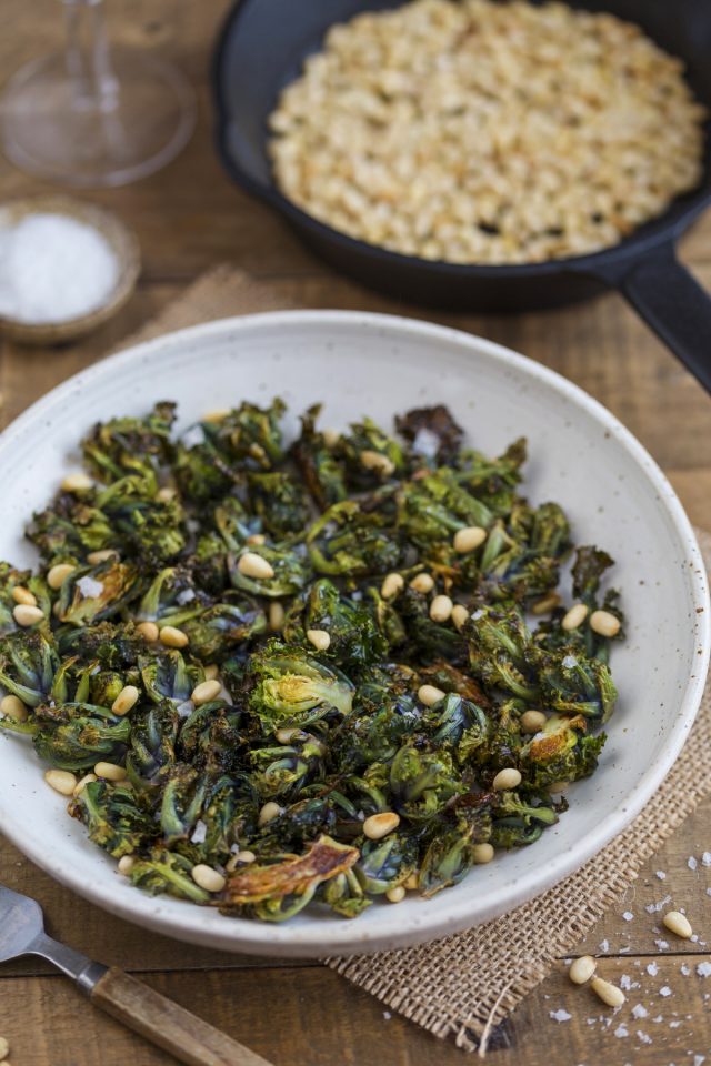 Roasted Flower Sprouts kalettes With Pine Nuts Electric Blue Food