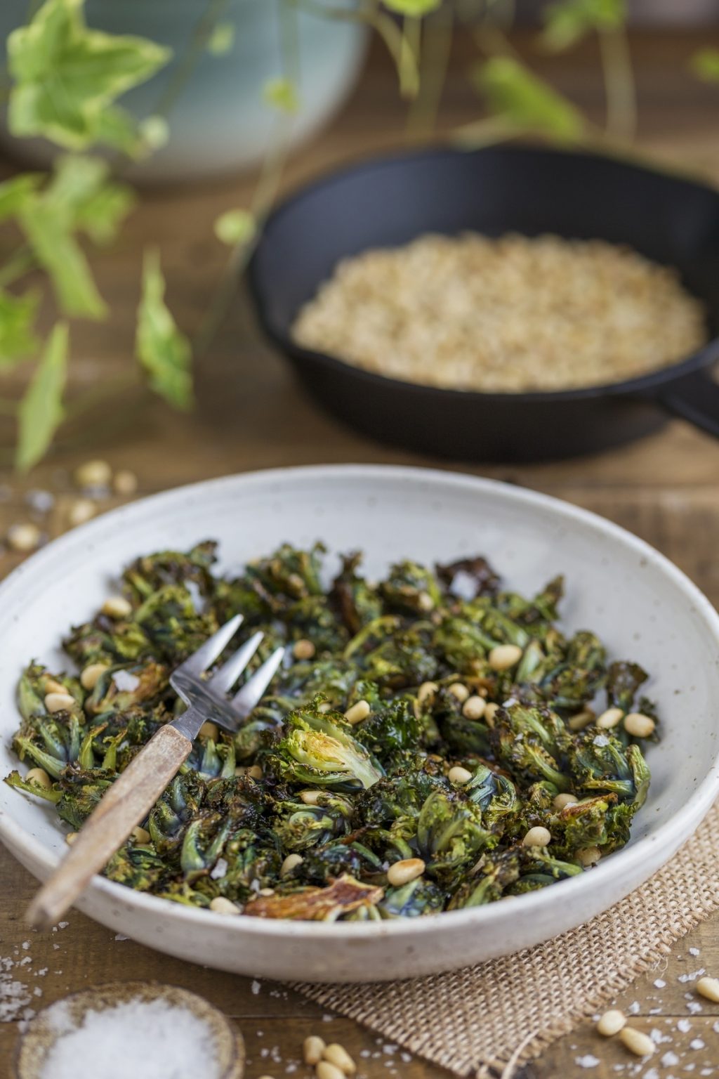 Roasted Flower Sprouts kalettes With Pine Nuts Electric Blue Food