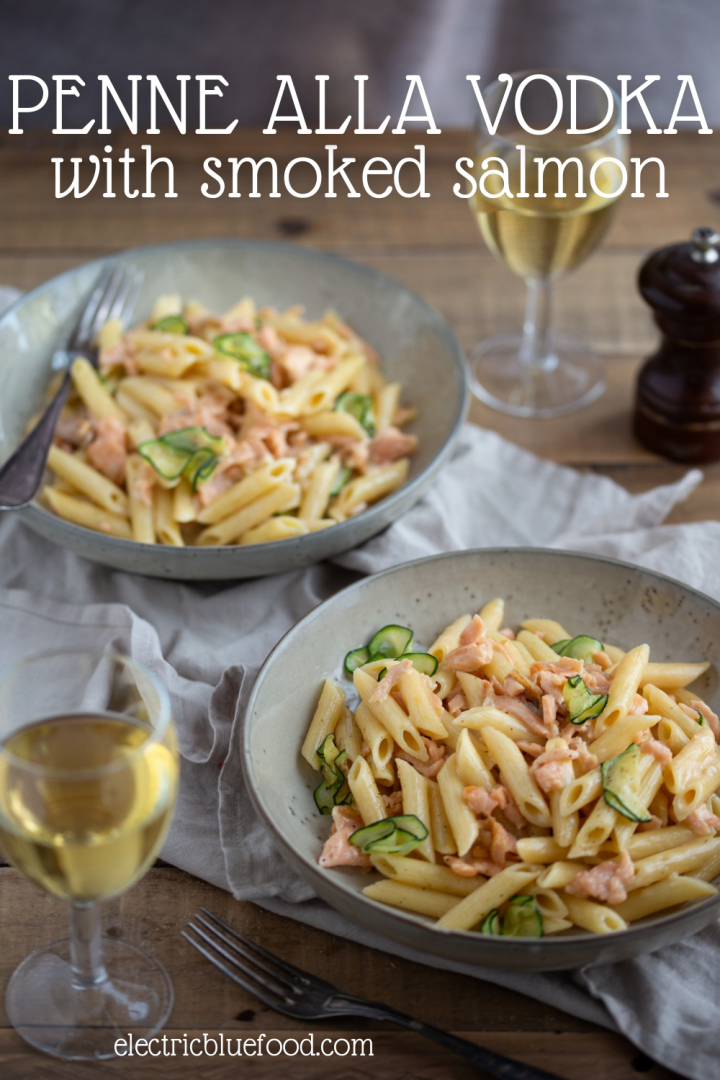 Salmon penne alla vodka (penne al salmone e vodka) • Electric Blue Food