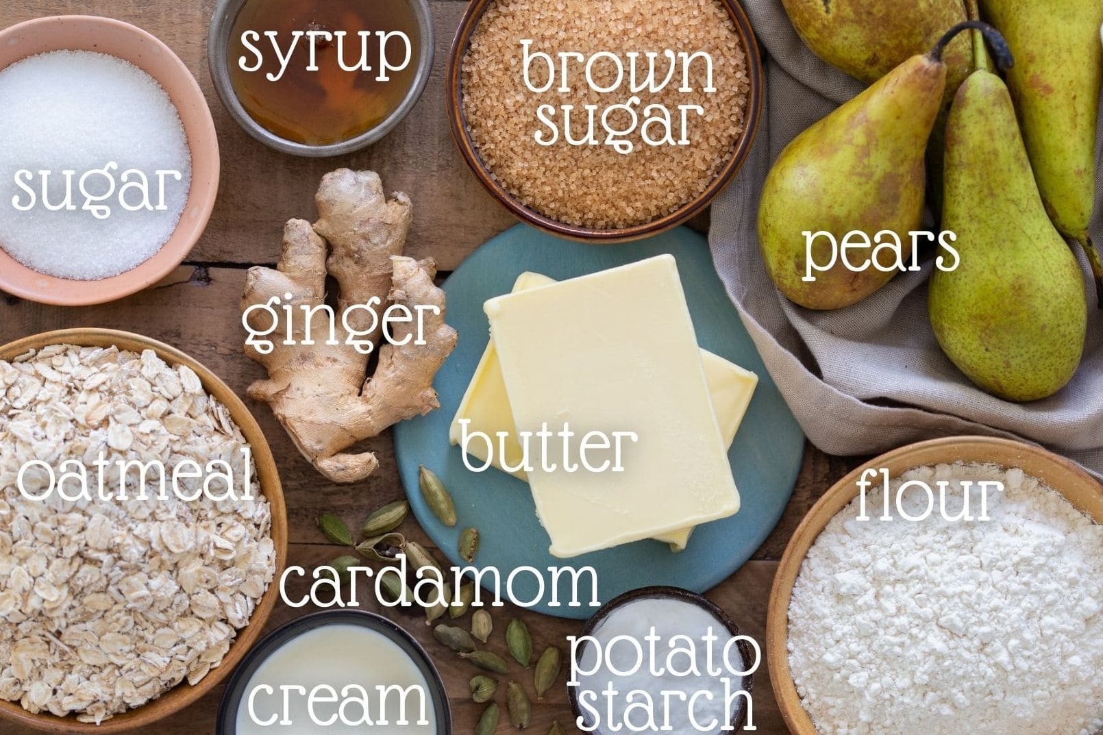 Overhead image of the ingredients needed in the recipe.