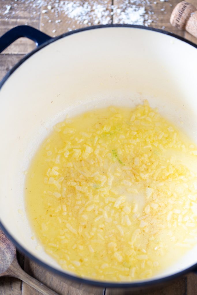 Sauté minced onion in butter.