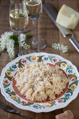 Parmesan risotto made with prosecco sparkling wine.