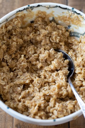 The maple oat crisp in a bowl.