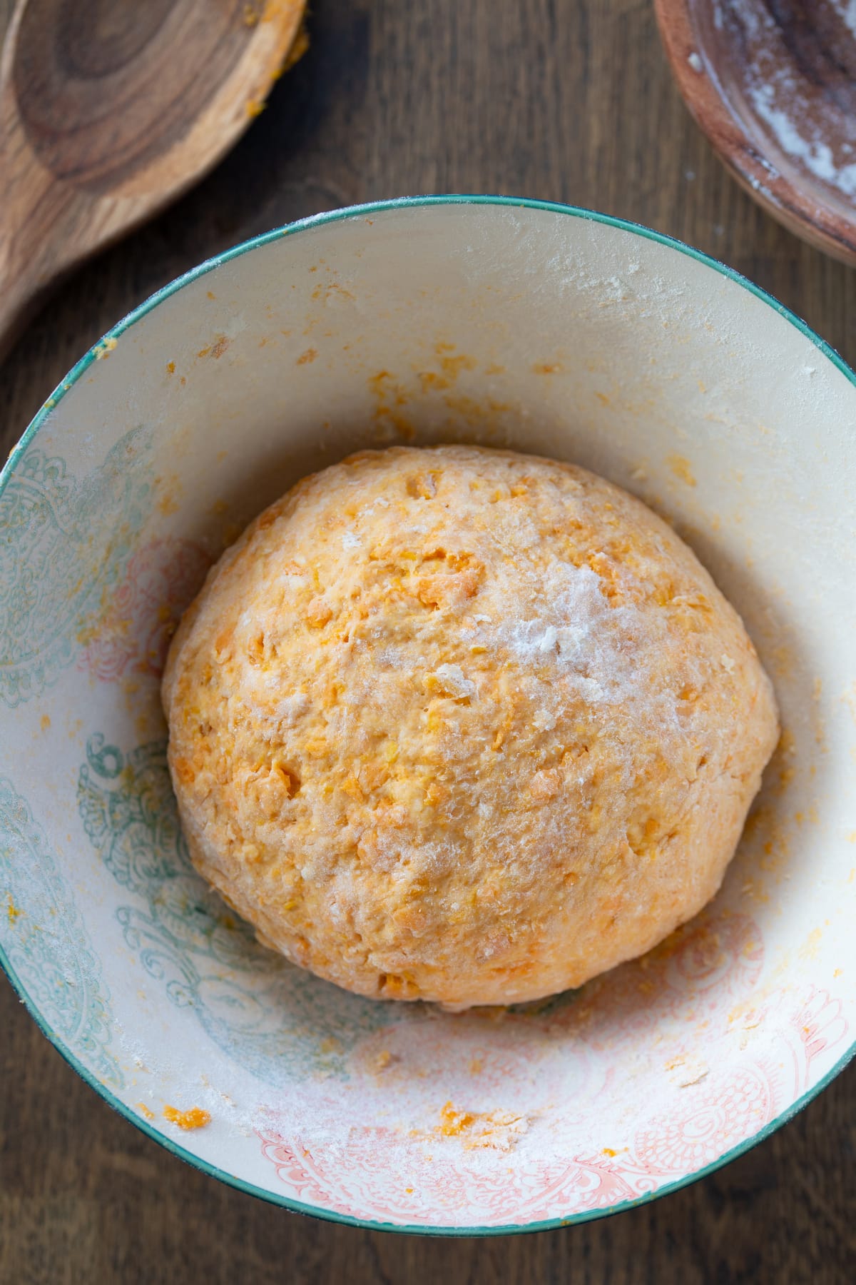 Roasted sweet potato gnocchi dough.