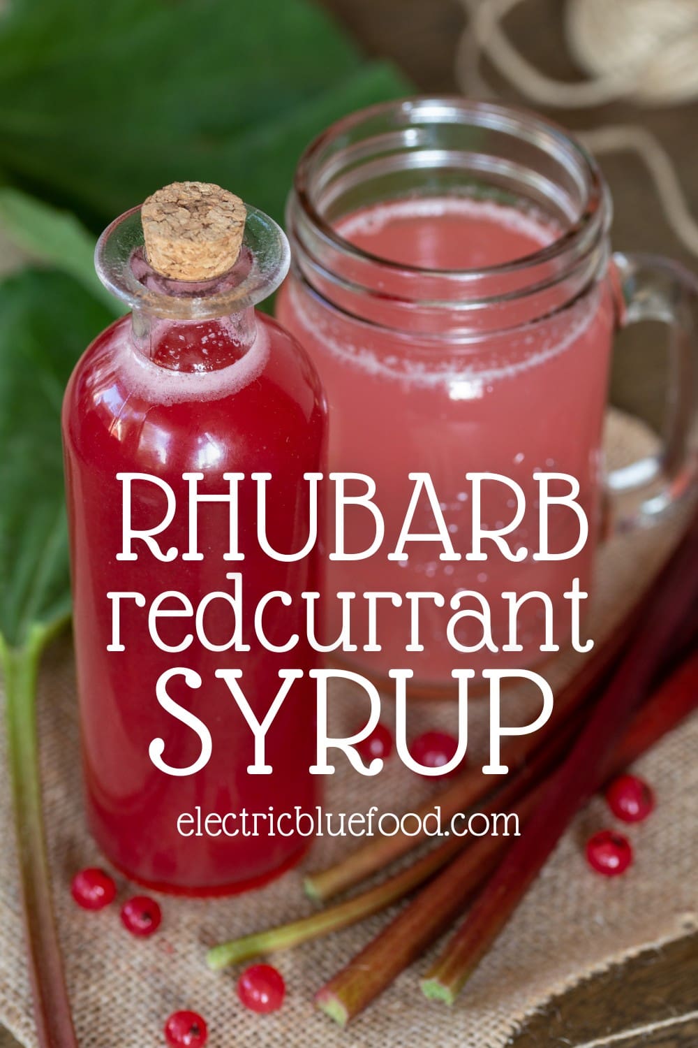 Homemade rhubarb and redcurrant syrup to use in drinks, cocktails or even to flavour hot tea.