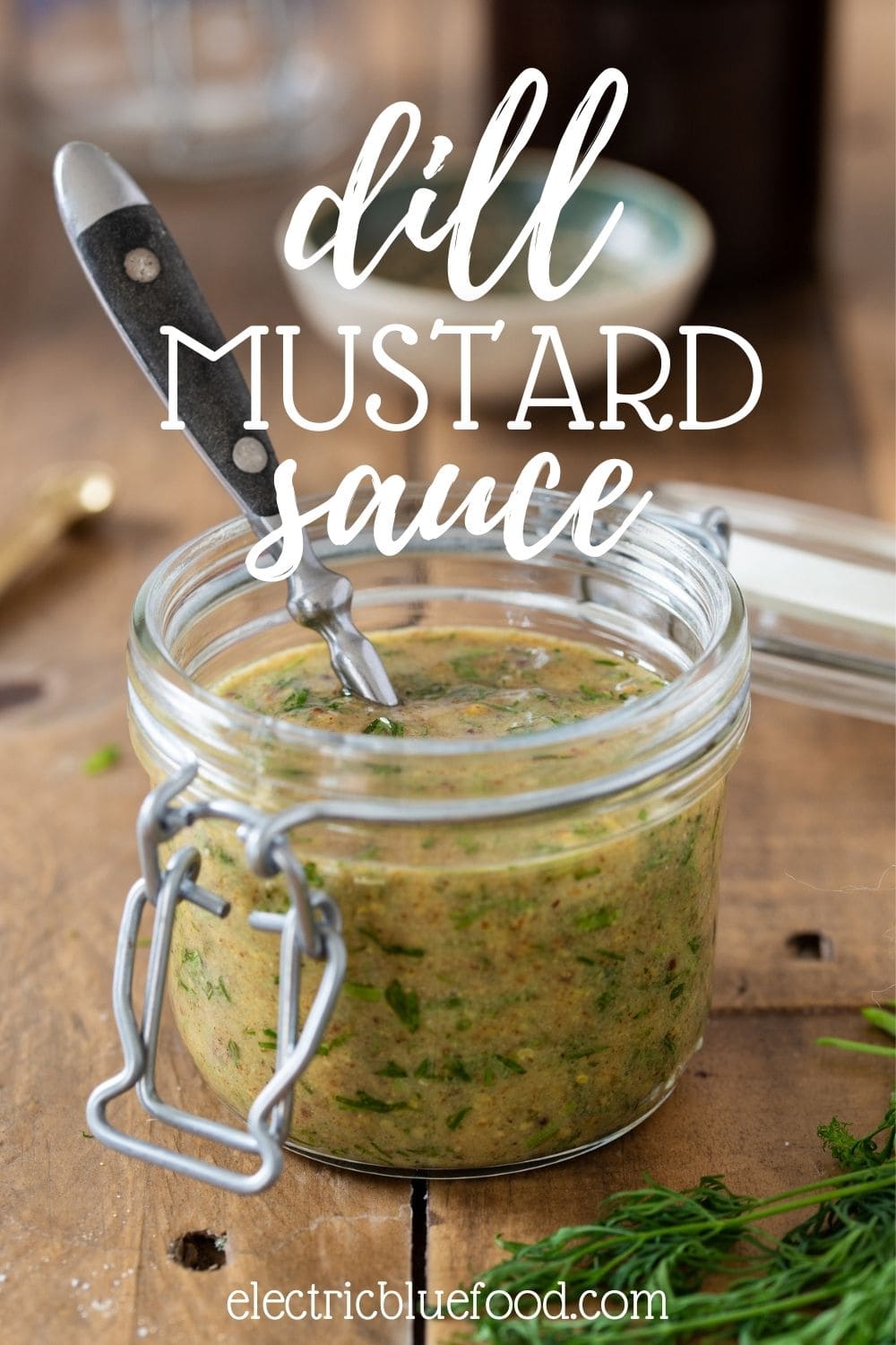 Swedish-style dill mustard sauce to use on smoked fish or as salad dressing. A mustard sauce with a sweet and sour quality and the herbal flavour of freshly minced dill.