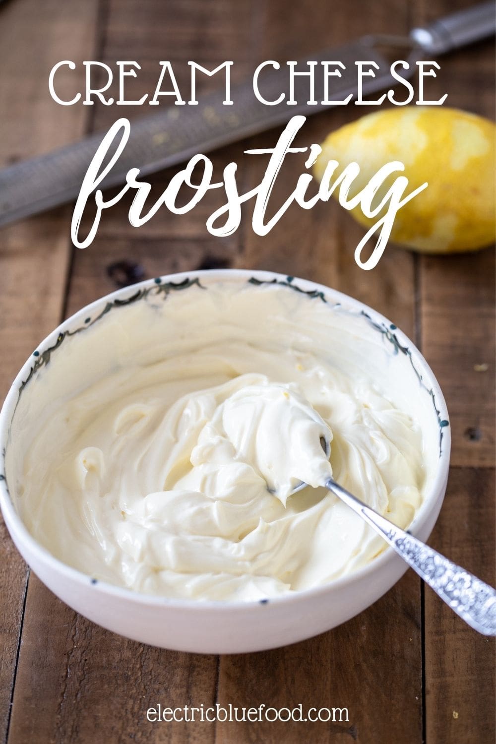 This cream cheese frosting with lemon zest is perfect to spread over a cake or pipe on cupcakes. The slight tang from the zest complements the sweet and sour quality of the sugar and cream cheese for a great flavour.